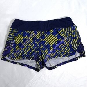Athleta Women’s Athletic Swim Workout Striped Neon Navy Running Shorts Small